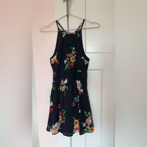 Black dress with lace and floral print